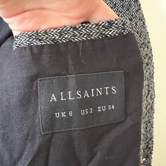 All Saints Gray Double-Breasted Blazer - Picture 3 of 5